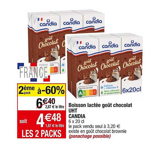 Boisson Lactée Goût Chocolat Uht Candia
