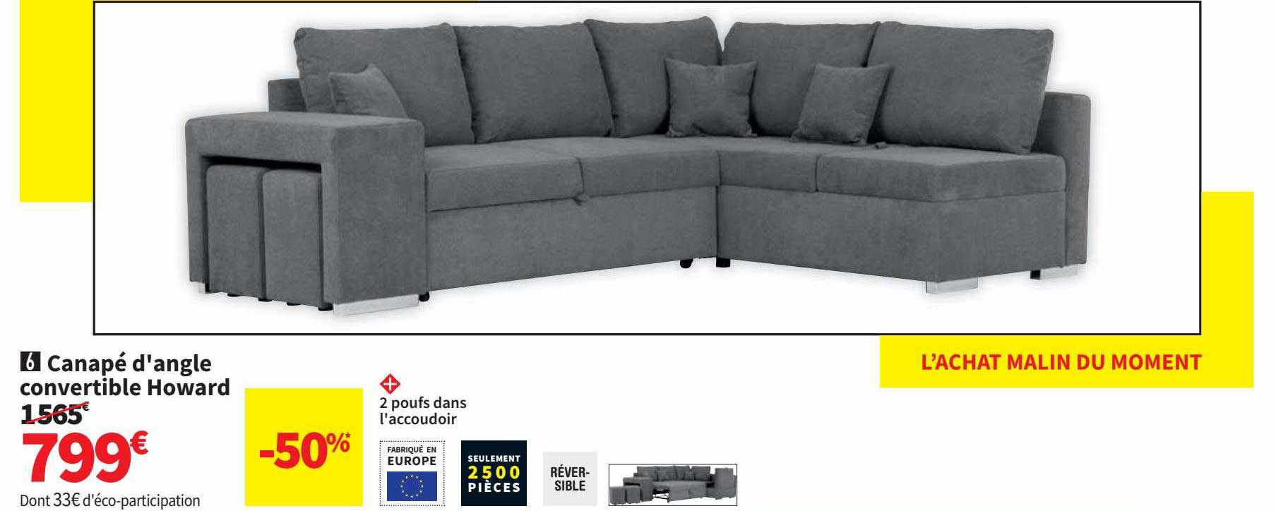 canapé d'angle convertible howard