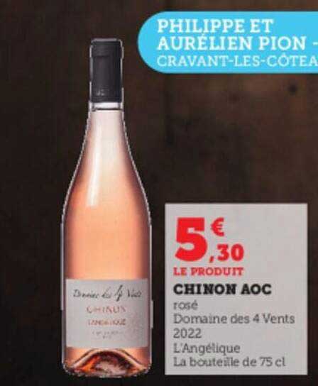 chinon aoc rosé domaine des 4 vents 2022