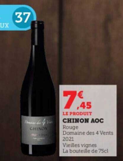 chinon aoc rouge domaine des 4 vents 2021