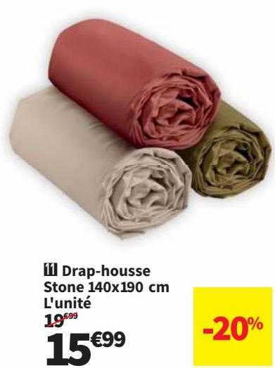 drap-housse stone 140 x 190 cm