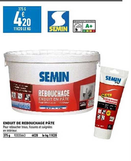 enduit de rebouchage pâte semin