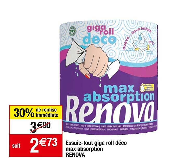 essuie-tout giga roll déco max absorption renova