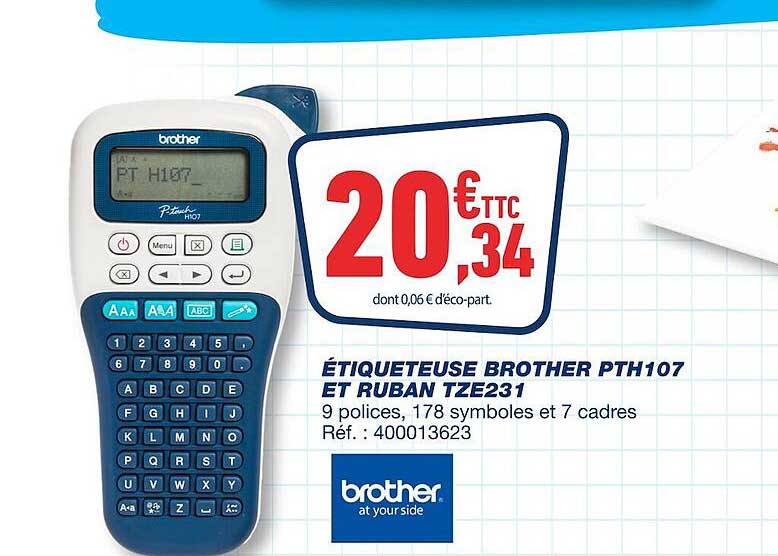 étiqueteuse brother pth107 et ruban tze231 brother