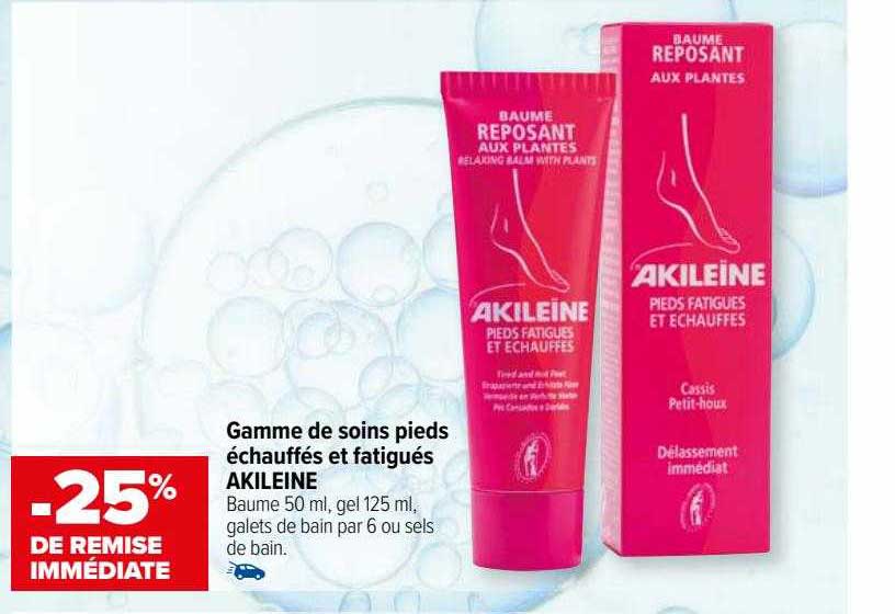 gamme de soins pieds échauffés et fatigués akileine