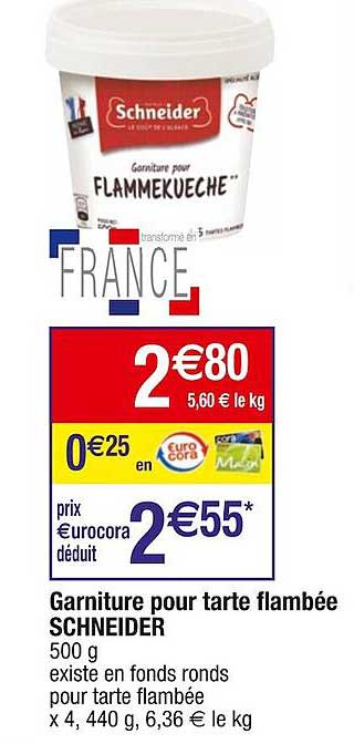 garniture pour tarte flambée schneider