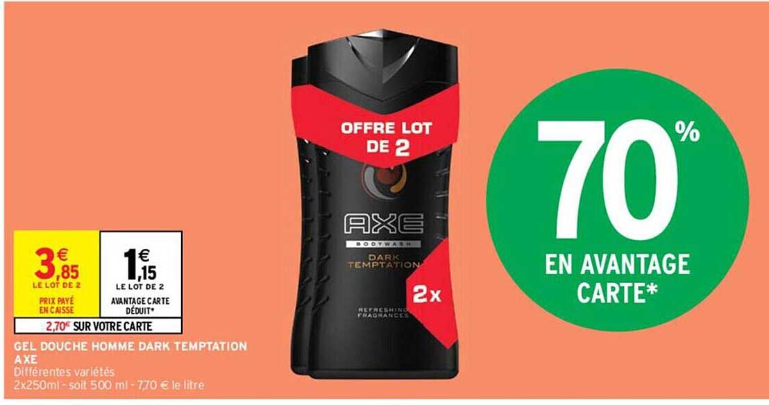 gel douche homme dark temptation axe