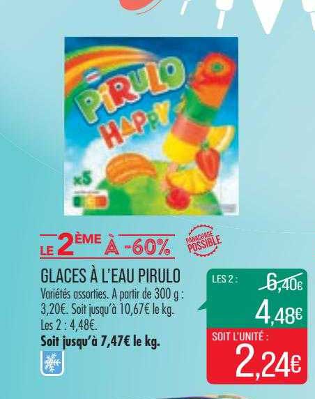 glaces à l'eau pirulo