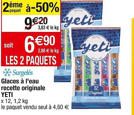 glaces à l'eau recette originale yeti