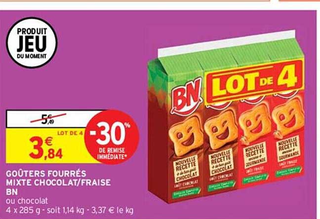 Goûters Fourrés Mixte Chocolat Ou Fraise Bn