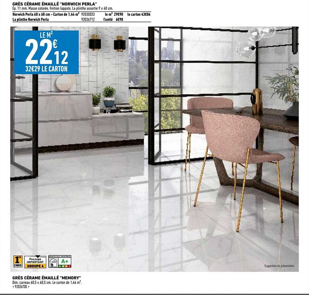 grès cérame émaillé memory ou norwich perla