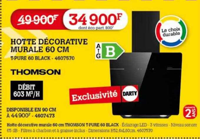 hotte décorative murale 60 cm thomson