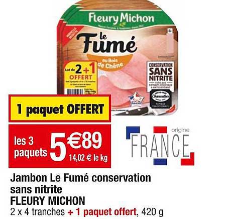 jambon le fumé conservation sans nitrite fleury michon