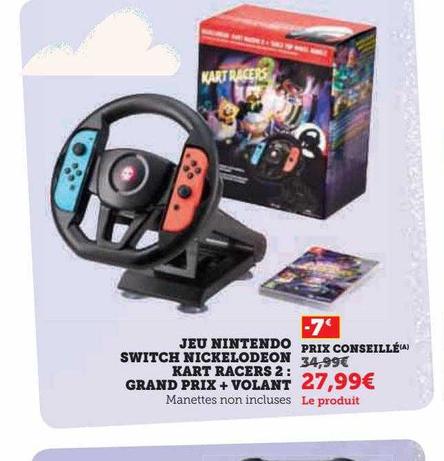 jeu nintendo switch nickelodeon kart racers 2 : grand prix + volant