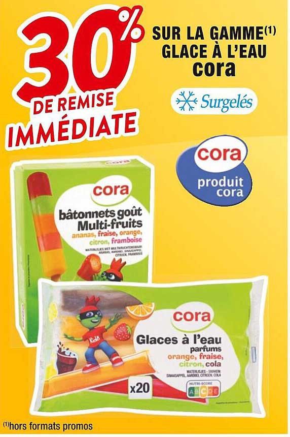la gamme glace à l'eau cora