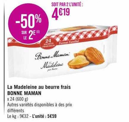 la madeleine au beurre frais bonne maman
