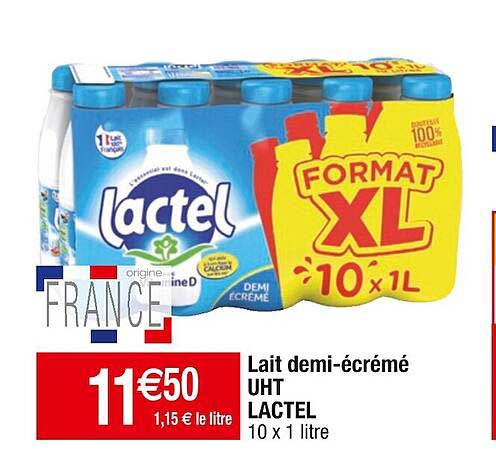lait demi-écrémé uht lactel