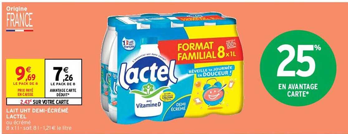 lait uht demi-écrémé lactel
