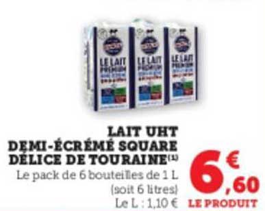 lait uht demi-écrémé square délice de touraine