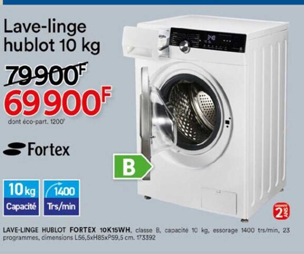 lave-linge hublot 10 kg fortex
