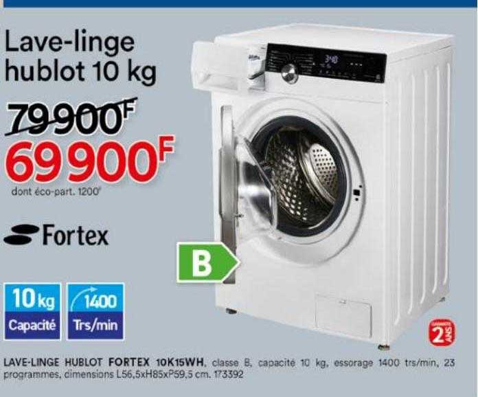 lave-linge hublot 10 kg fortex