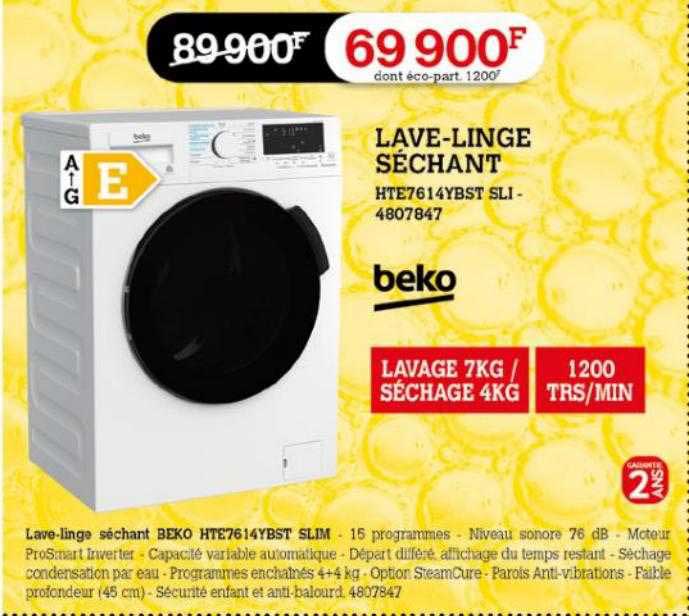 lave-linge séchant beko