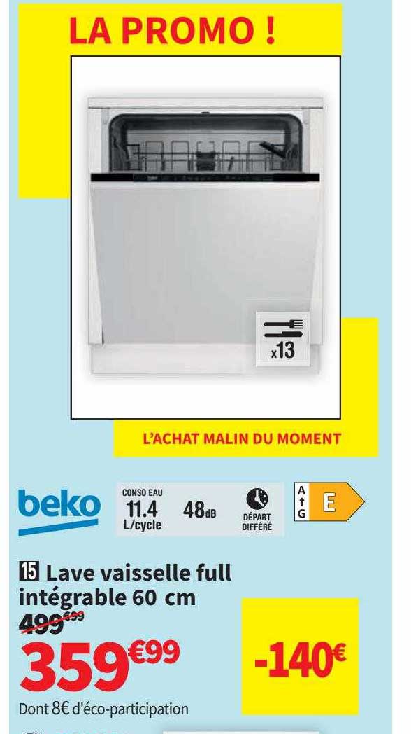 lave vaisselle full intégrable 60 cm beko