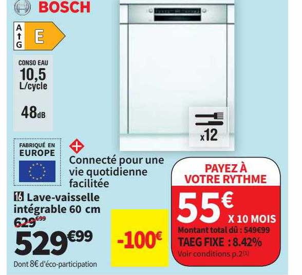 Lave-vaisselle Intégrable 60 Cm Bosch
