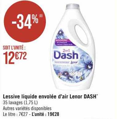 lessive liquide envolée d'air lenor dash