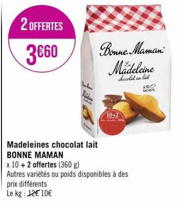 madeleines chocolat lait bonne maman