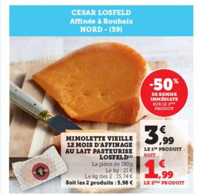 mimolette vieille 12 mois d'affinage au lait pasteurisé losfeld