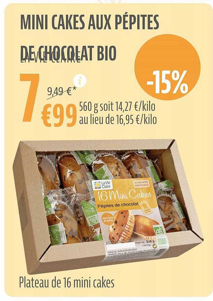 mini cakes aux petites de chocolat bio