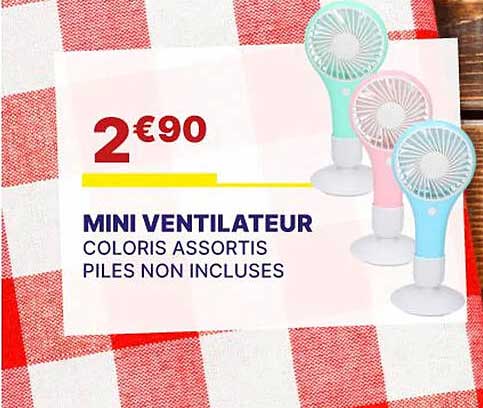 mini ventilateur coloris assortis piles non incluses