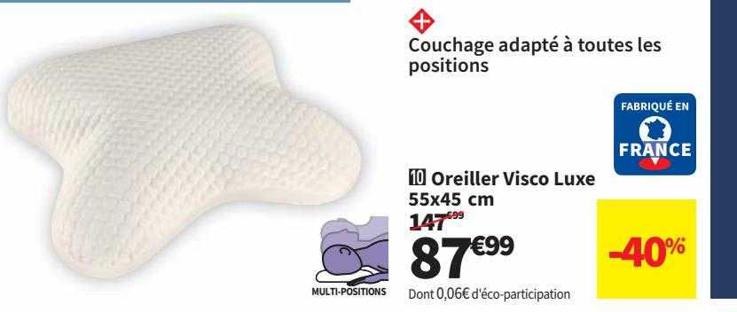 oreiller visco luxe 55 x 45 cm