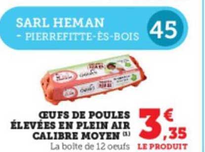 œufs de poules élevées en plein air calibre moyen