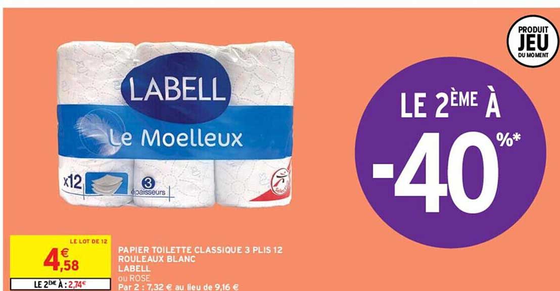 papier toilette classique 3 plis 12 rouleaux blanc labell