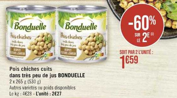 pois chiches cuits dans très peu de jus bonduelle