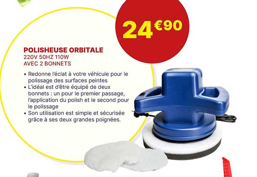 polisheuse orbitale 220v 50hz 110w avec 2 bonnets