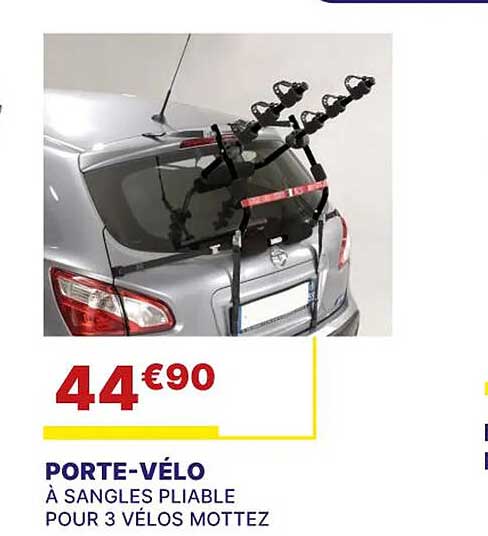 porte-vélo à sangles pliable pour 3 vélos mottez