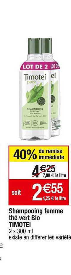Shampooing Femme Thé Vert Bio Timotei