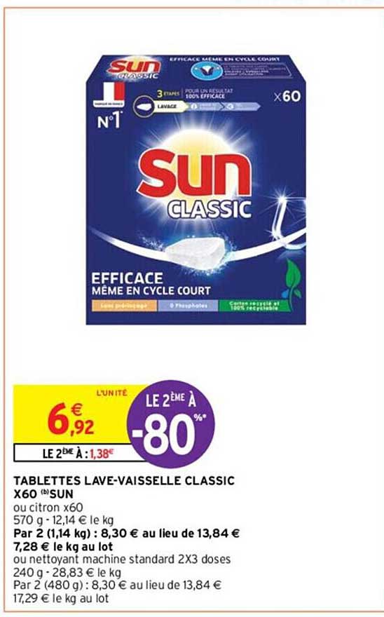 tablettes lave-vaisselle classic x60 sun