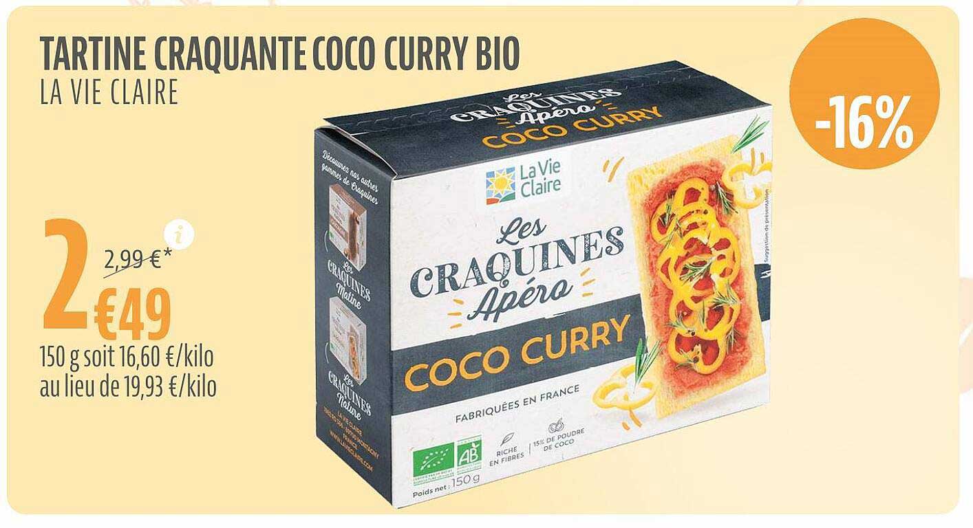 Tartine Craquante Coco Curry Bio