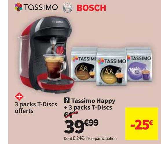 tassimo happy + 3 packs t-discs bosch