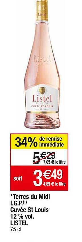 terres du midi i.g.p. cuvée st louis 12% vol. listel