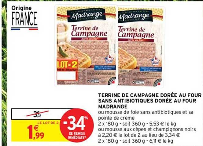 terrine de campagne dorée au four sans antibiotiques dorée au four madrange