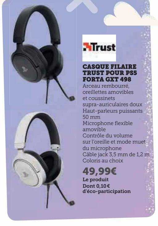 trust casque filaire trust pour ps5 forta gxt 498