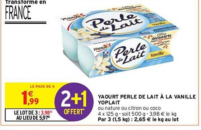 Yaourt Perle De Lait à La Vanille Yoplait