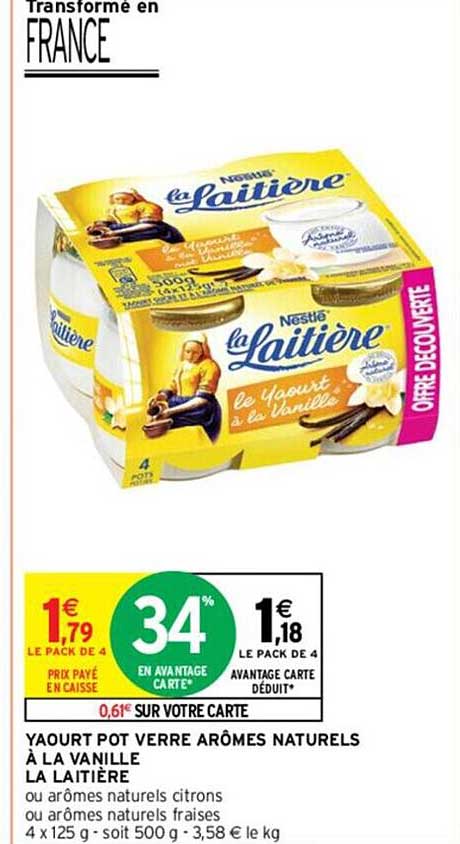 yaourt pot verre arômes naturels à la vanille la laitière