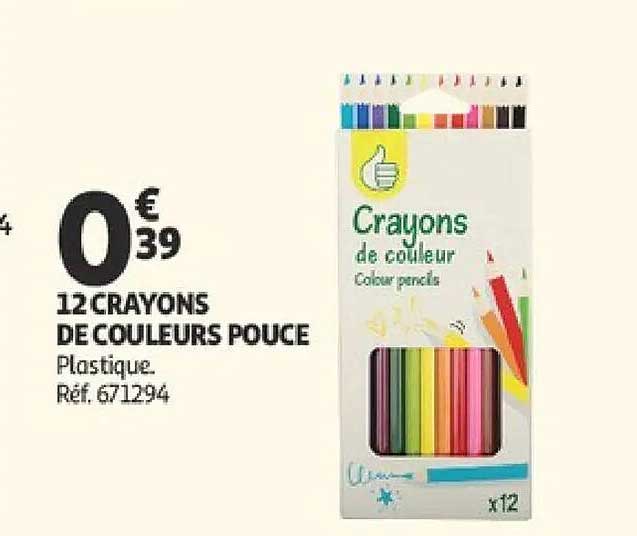 12 CRAYONS DE COULEURS POUCE