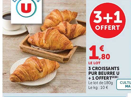 3 CROISSANTS PUR BEURRE U